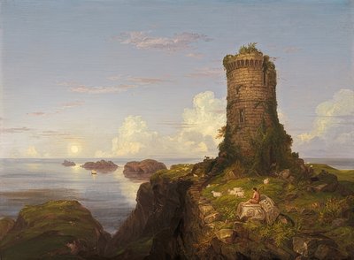 Costa italiana com torre em ruínas. 1838 de Thomas Cole