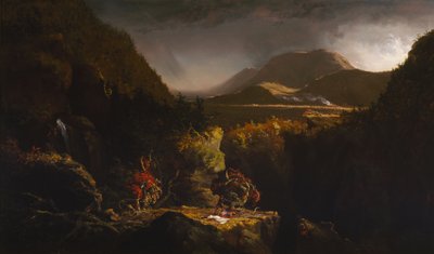 Paisagem com figuras: Uma cena de "O Último dos Moicanos" de Thomas Cole