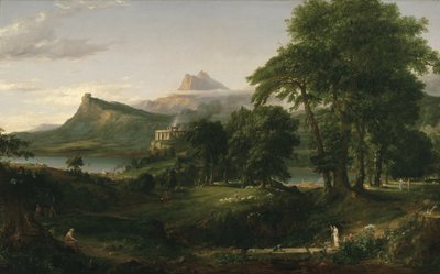 O Curso do Império: O Estado Arcadiano ou Pastoral, c.1836 (óleo sobre tela) de Thomas Cole