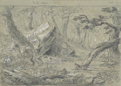 The Fountain, No. 1: O índio ferido matando sua sede de morte, 1843. de Thomas Cole