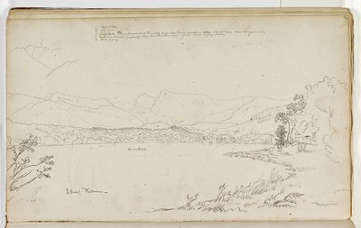 O chefe de Windermere, Lake District, Inglaterra, 1829 (caneta e tinta sobre lápis sobre papel) de Thomas Cole