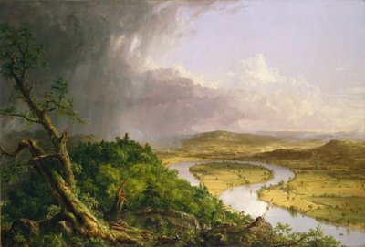 Vista de Mount Holyoke, Northampton, Massachusetts, após uma tempestade - The Oxbow de Thomas Cole
