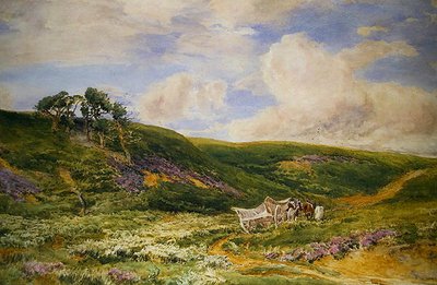 Paisagem com Carrinho (aguarela sobre papel) de Thomas Collier
