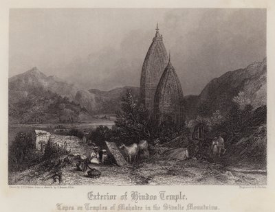 Exterior do Templo Hindoo (cor litho) de Thomas Colman (after) Dibdin
