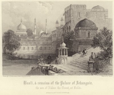 Baoli e restos do Palácio do Jehanguir de Thomas Colman Dibdin