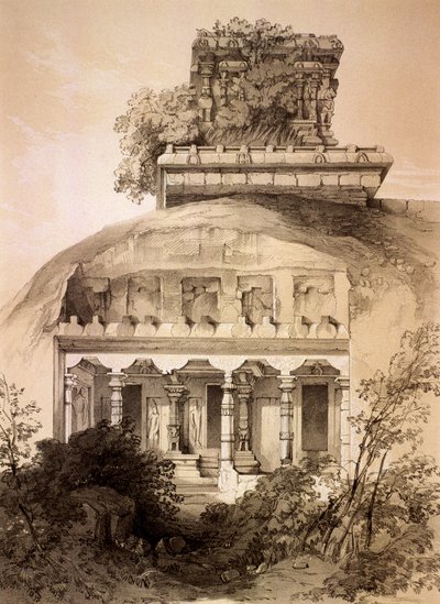 Caverna com Vimana Estrutural, Mahavellipore de Thomas Colman Dibdin