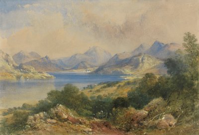 Cena montanhosa com um lago de Thomas Colman Dibdin