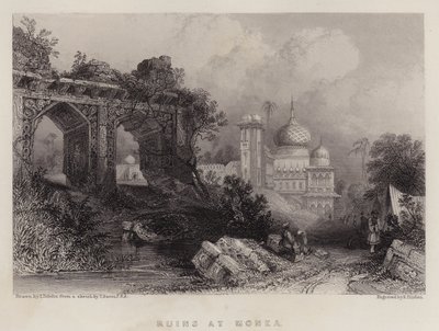 Ruínas em Monea (cor litho) de Thomas Colman Dibdin