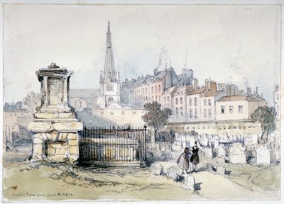 Vista de Bunhill Row de Bunhill Fields, Finsbury, Islington, Londres, c1860. de Thomas Colman Dibdin