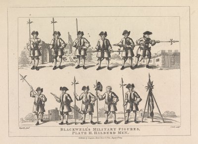 Figuras Militares de Blackwell, Placa II, Homens Halberd de Thomas Cook