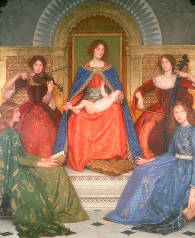 Holy Motherhood, c.1902 (óleo e folha de ouro sobre tela) de Thomas Cooper Gotch