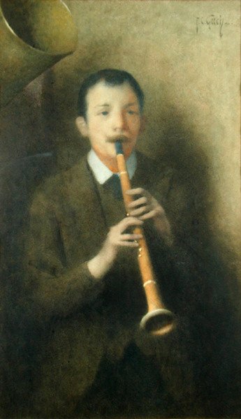 The Clarinet Player, c.1892 (aquarela sobre papel) de Thomas Cooper Gotch