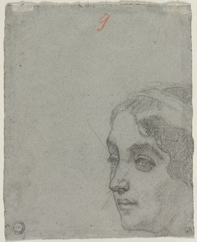 Cabeça de uma mulher verso, c. 1857 de Thomas Couture