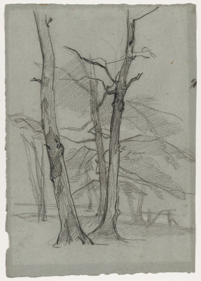 Estudo da paisagem com árvores, c. 1870-1875. de Thomas Couture