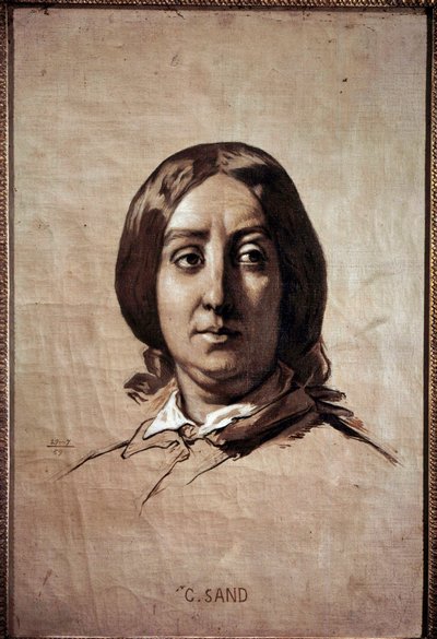 Retrato de Georges Sand (1804-1876) (Aurore Dupin, Baronne Dudevant) Escritor francês Desenho de Thomas Couture (1815-1879) 1859 Sol. 0,61x0,4 m Versailles, musee du chateau de Thomas Couture