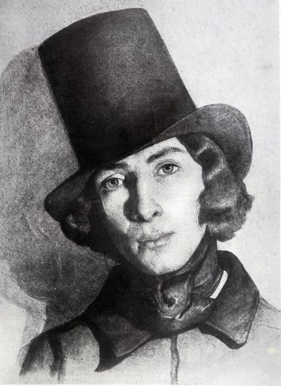 Retrato de Maurice Sand (1823-1889), filho de George Sand, 21 anos - Desenho sem data por Thomas Couture (1815-1879) - este desenho foi durante muito tempo considerado como sendo o da sua mãe George Sand de Thomas Couture