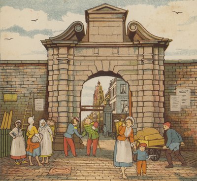 Calais: a porta da água (cor litho) de Thomas Crane