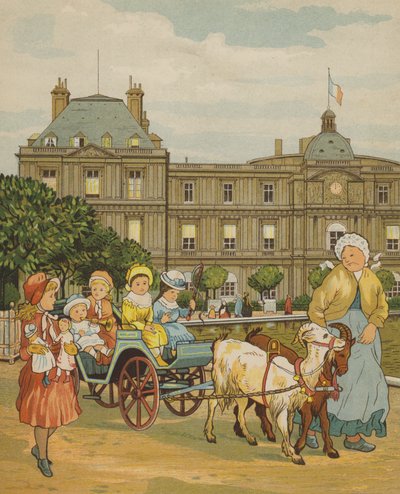 Paris: os Jardins do Luxemburgo (cor litho) de Thomas Crane