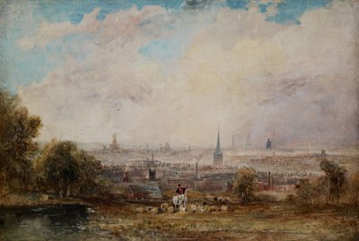 Uma visão distante de Birmingham, 1825-1830. de Thomas Creswick