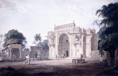 Um portão que leva a uma mesquita, Chunargarh, Uttar Pradesh, c. 1789-90 de Thomas Daniell