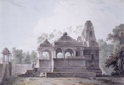 Um templo hindu no forte de Rohtas, Bihar, de Thomas Daniell