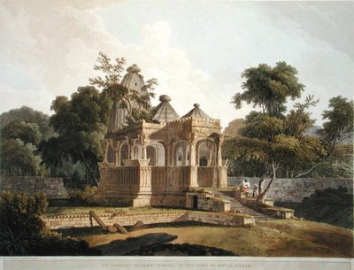 Um antigo templo Hindoo no Forte de Rotas, Bahar, placa 12 do "Cenário Oriental": Vinte e Quatro Vistas em Hindoostan