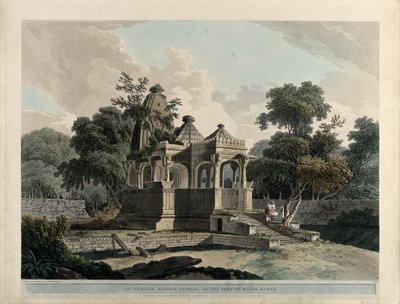 Um antigo templo hindu, no Forte de Rotas, Bahar de Thomas Daniell