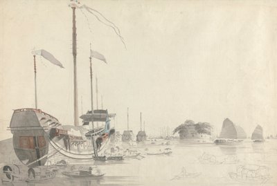 Barcos perto de um forte holandês Folly Fort, Cantão de Thomas Daniell