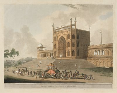 Porta oriental do Jummah Musjid em Deli de Thomas Daniell