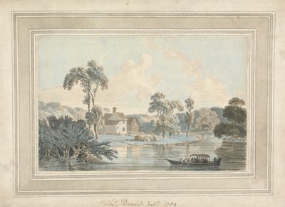 Casa da fazenda, rio e barcaça de Thomas Daniell