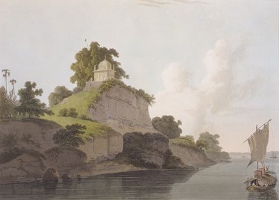 Templo Hindoo perto de Currah, no rio Ganges, de "Cenário Oriental: Vinte e quatro vistas no Hindoostan", 1796 de Thomas Daniell