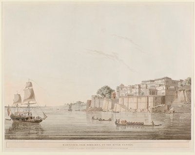 Ramnugur, perto de Bernares, no rio Ganges de Thomas Daniell