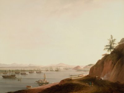 Navegação no Rio Whampoa (óleo sobre tela) de Thomas Daniell