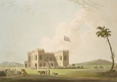 As salas de reunião na pista de corrida perto de Madras, placa 37 de &39;Cenário Oriental: vinte e quatro vistas no Hindoostan&39;, gravado por Thomas e William (1769-1837) Daniell, publicado em 1798 de Thomas Daniell