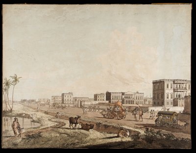 Os novos edifícios em Chouringhee a partir de vistas de Calcutá, 1787 de Thomas Daniell