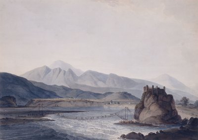 A ponte de corda, Srinagar, Garhwal, Uttar Pradesh, de Thomas Daniell