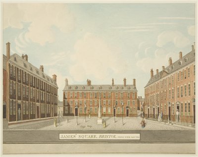 Uma vista da Praça de São Tiago, do sul, c.1806 (lápis e aguarela sobre papel) de Thomas Dr Pole