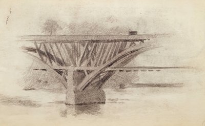 Desenho de Girard Avenue BridgeVerso Esboço de um remo, c. 1871. de Thomas Eakins