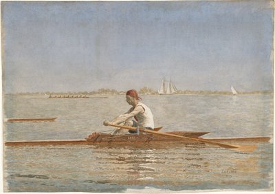 John Biglin em um único Scull, 1873 (wc no papel) de Thomas Eakins