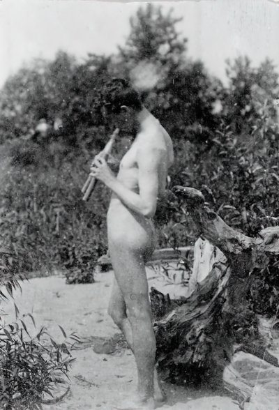 Estudo de Flautista Permanente para Arcádia, c. 1883. de Thomas Eakins