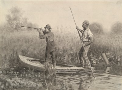 Estudo para tiro ferroviário de um punt de Thomas Eakins