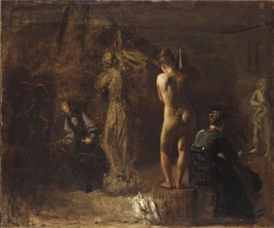 William Rush esculpindo sua figura alegórica do rio Schuylkill, 1876 (óleo sobre tela montado no quadro de composição) de Thomas Eakins