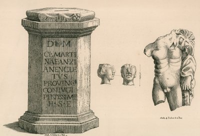 Um pedestal e fragmento da estátua de Hércules de obra romana de Thomas Fisher Hoxton
