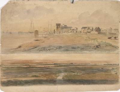 Indianola, Texas e Indianola com Lavaca Point à distância, 16 de maio de 1852 (aguarela sobre papel) de Thomas Flintoff