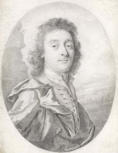 Retrato de um homem, 1699 (chumbo preto sobre velino) de Thomas Forster
