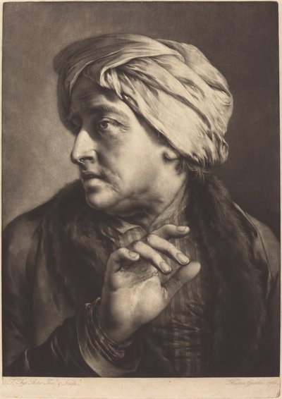 Um homem com um turbante e camisa listrada de Thomas Frye