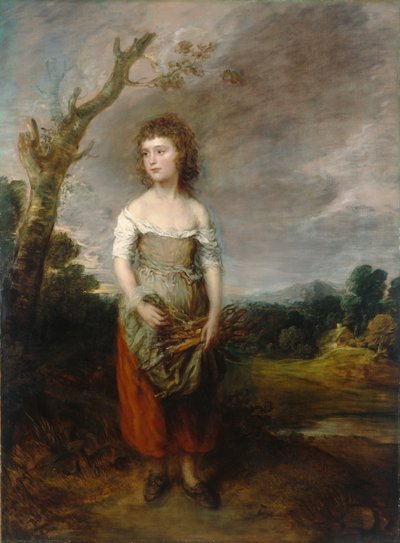 Uma camponesa a apanhar paneleiros num bosque de Thomas Gainsborough