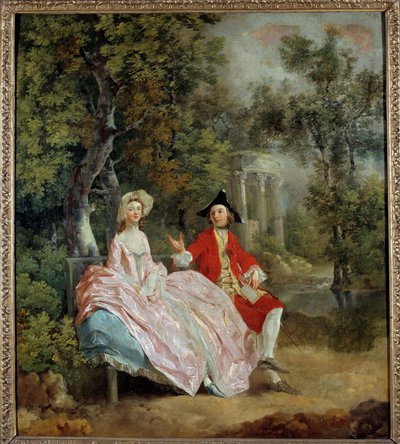 Conversa em um parque: Thomas Gainsborough e sua esposa Margaret Painting de Thomas Gainsborough (1727-1788) 1746 Sun. 0,73 x 0,68 m - Conversação em um parque: Thomas Gainsborough e a sua noiva, Margaret. Pintura de Thomas Gainsborough (1727-1788) de Thomas Gainsborough