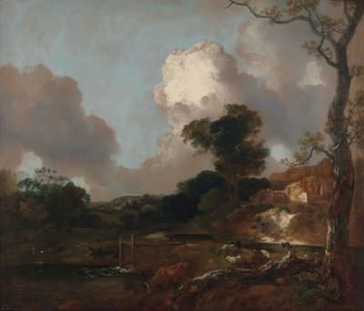 Paisagem com riacho e açude de Thomas Gainsborough