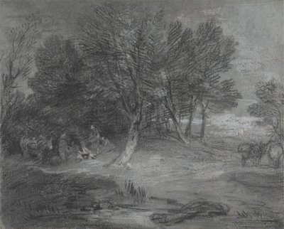 Paisagem arborizada com Acampamento Cigano de Thomas Gainsborough